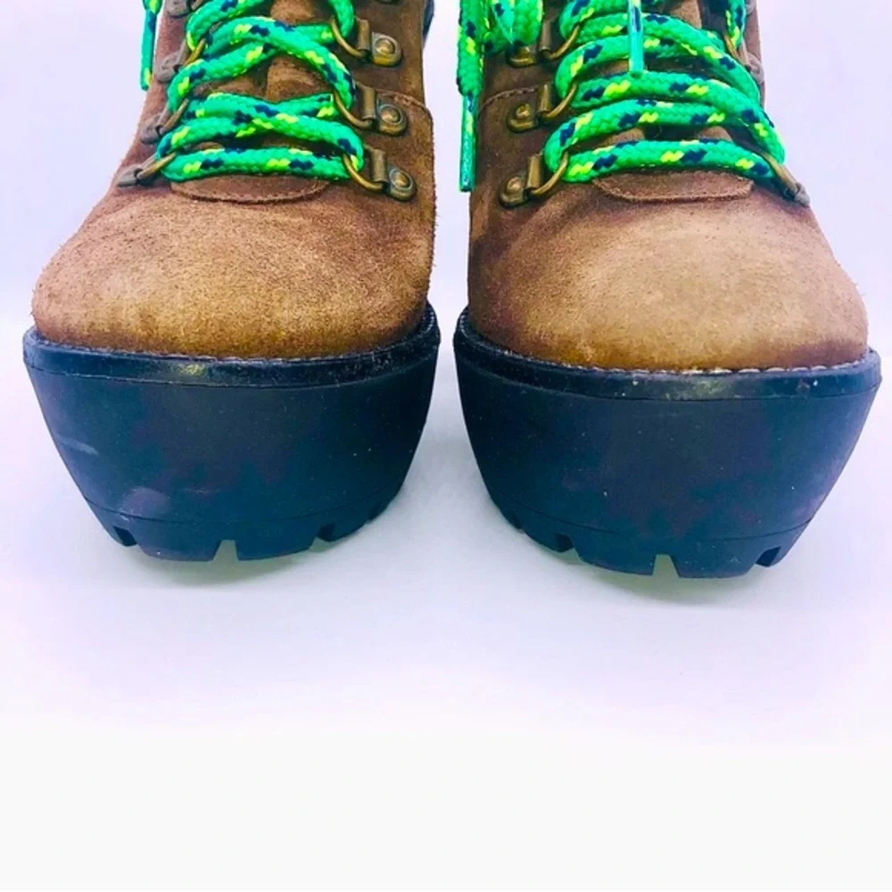 Polo Ralph Lauren Helene Oiled Suede Platform Hiking Boots EU 38 / US 8 EUC